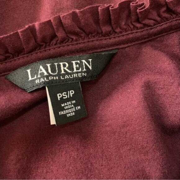 Lauren Ralph Lauren Burgundy Sleeveless Ruffle Trim Top Petite Small - Picture 5 of 7